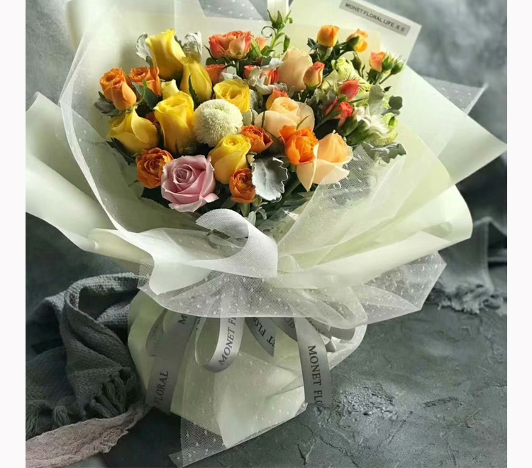 Malla de gasa de encaje suave para envolver ramo de flores, suministros de floristería, decoración DIY, envoltura de del Día de San Valentín, 50CM x 5y