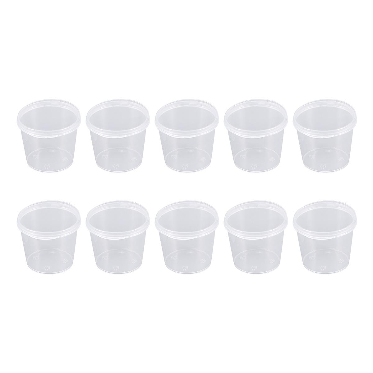 50 st genomskinliga engångsmuggar med platta lock, livsmedelsgodkända plastportionsbehållare för gelé, yoghurtsås, säker förvaring, läckagefri