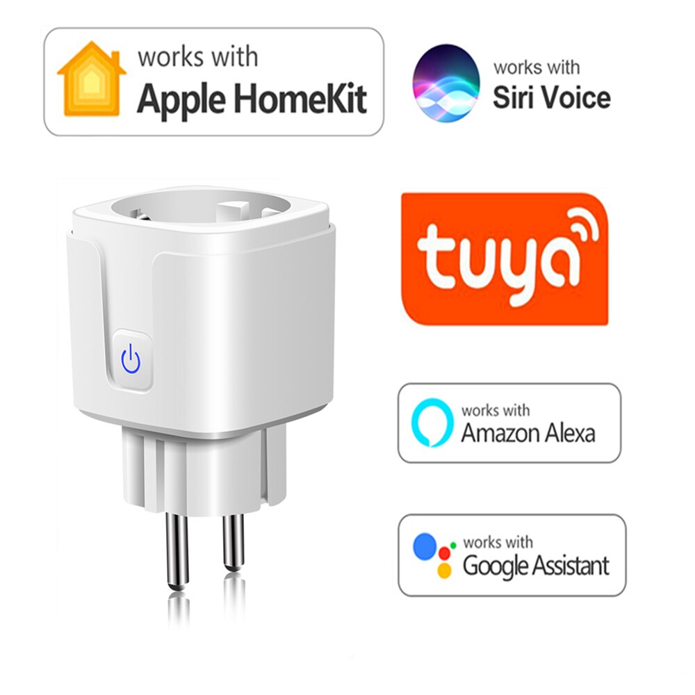 Smart Home Apple Homekit/Tuya Smart Socket EU Plug 16A WiFi Wall Outlet Electric Sockets Siri/ Alexa and Google Home Control