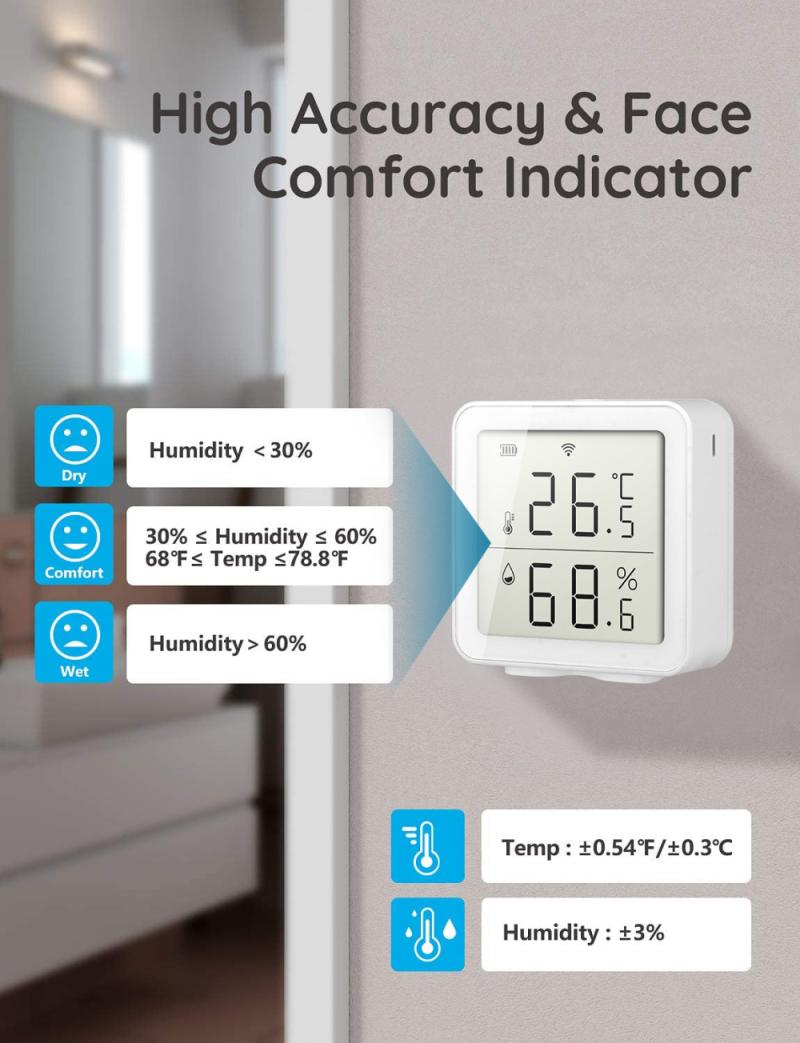 WIFI Temperature And Humidity Sensor Smart Home Indoor Intelligent Linkage Temperature And Humidity Abnormal Sensor LCD Screen
