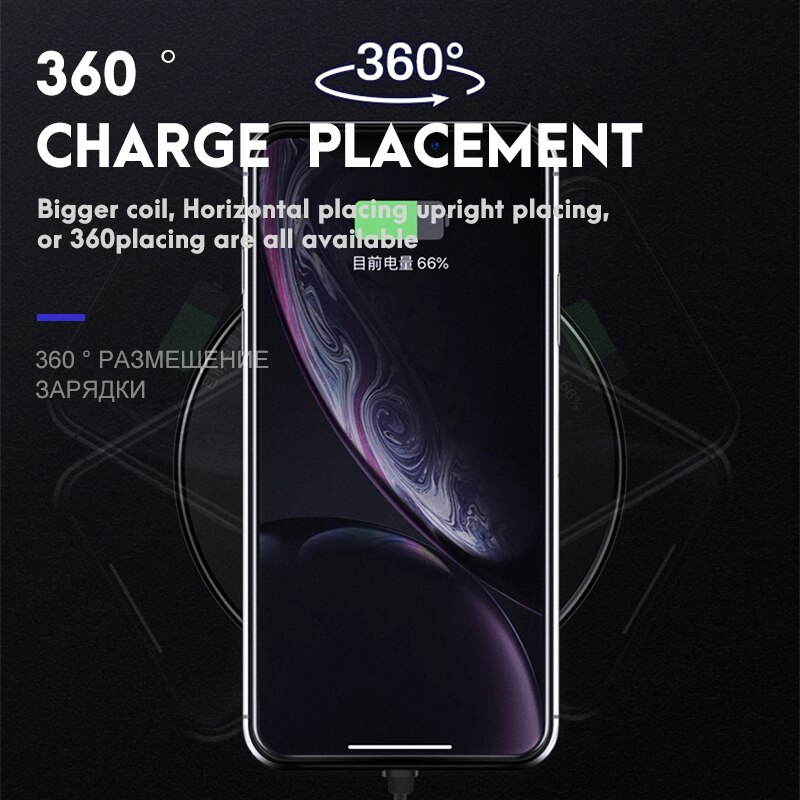 Fdgao 10 w qi carregador sem fio para samsung s10 s9 s8 nota 10 9 usb almofada de carregamento rápido para iphone 11 pro xs max xr x 8 plus airpods