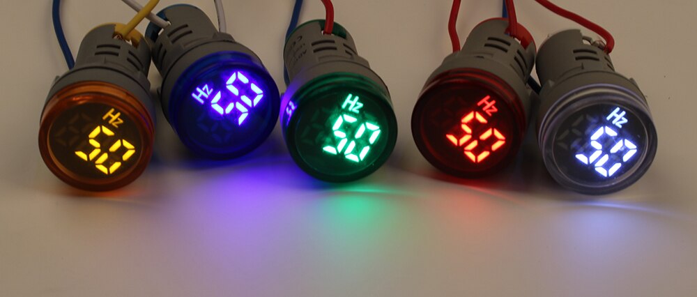 Digitalt display el hertz meter frekvensmåler indikator lys ac meter rød combo tester 20-75 hz blå hvid grøn