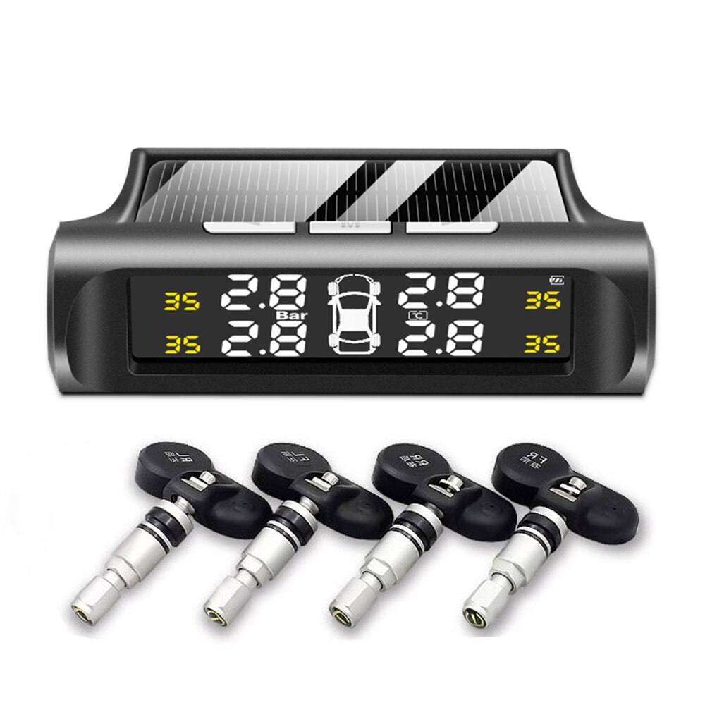 Sensor de presión de neumáticos TPMS para coche, carga Solar USB, sistema de monitoreo Psi, herramienta de alarma de seguridad para neumáticos, sensores de presión para neumáticos en tiempo Real presion neumaticos: A Built-in sensors
