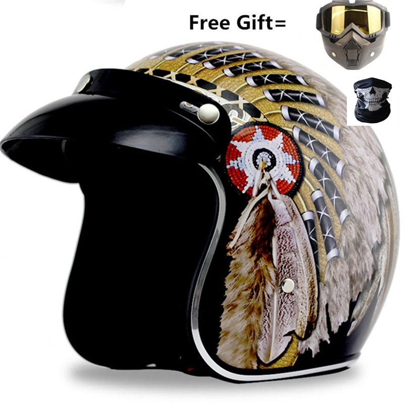 neue moto helm indische druck casco capacete moto rcycle helm 3/4 open gesicht vintage moto kreuz helme S ~ XXL