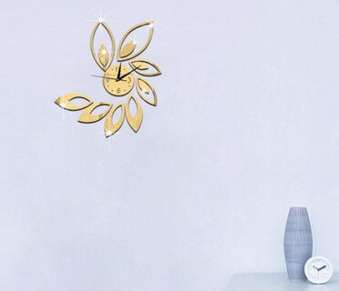 Stue utsmykning 3 d brakett klokke diy veggklokke dobbel farge lotus klokke: måke