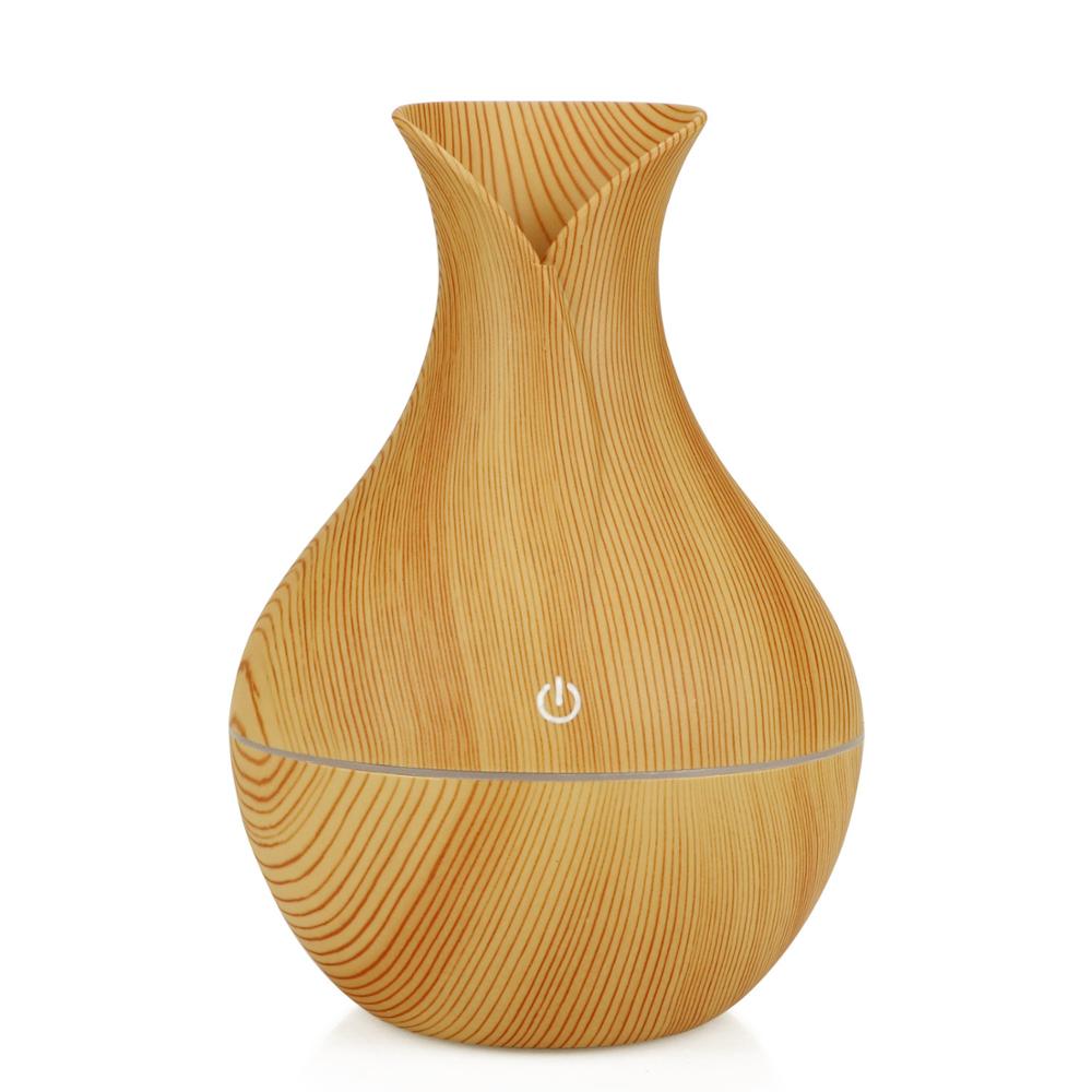 Vase Humidifier USB Home Bedroom Desktop Mute Wood Grain Aromatherapy Machine Car Explosion Humidifier Energy Saving Purifier: Light wood grain 1