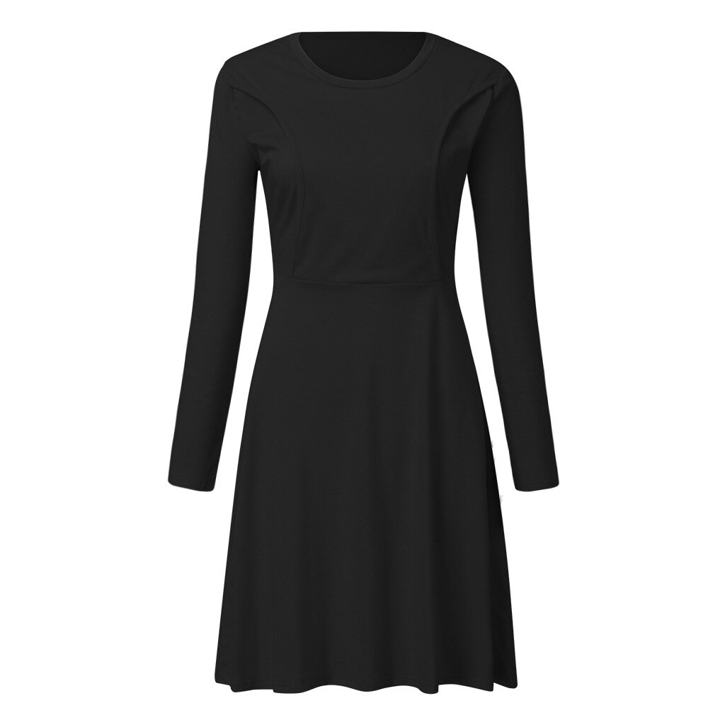 Mutterschaft Kleider Stillen Kleid Lange Hülse Pflege Kleid Elegante Solide Mutterschaft Kleider Stillen weiche lässig Kleid