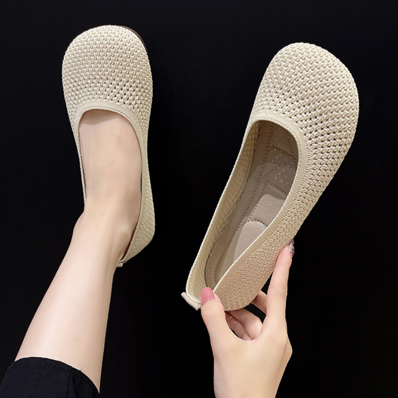 Taglia grande 42 Scarpe basse da donna Scarpe da ginnastica traspiranti lavorate a maglia Mocassini da balletto con fondo morbido da donna Scarpe da barca casual per donna