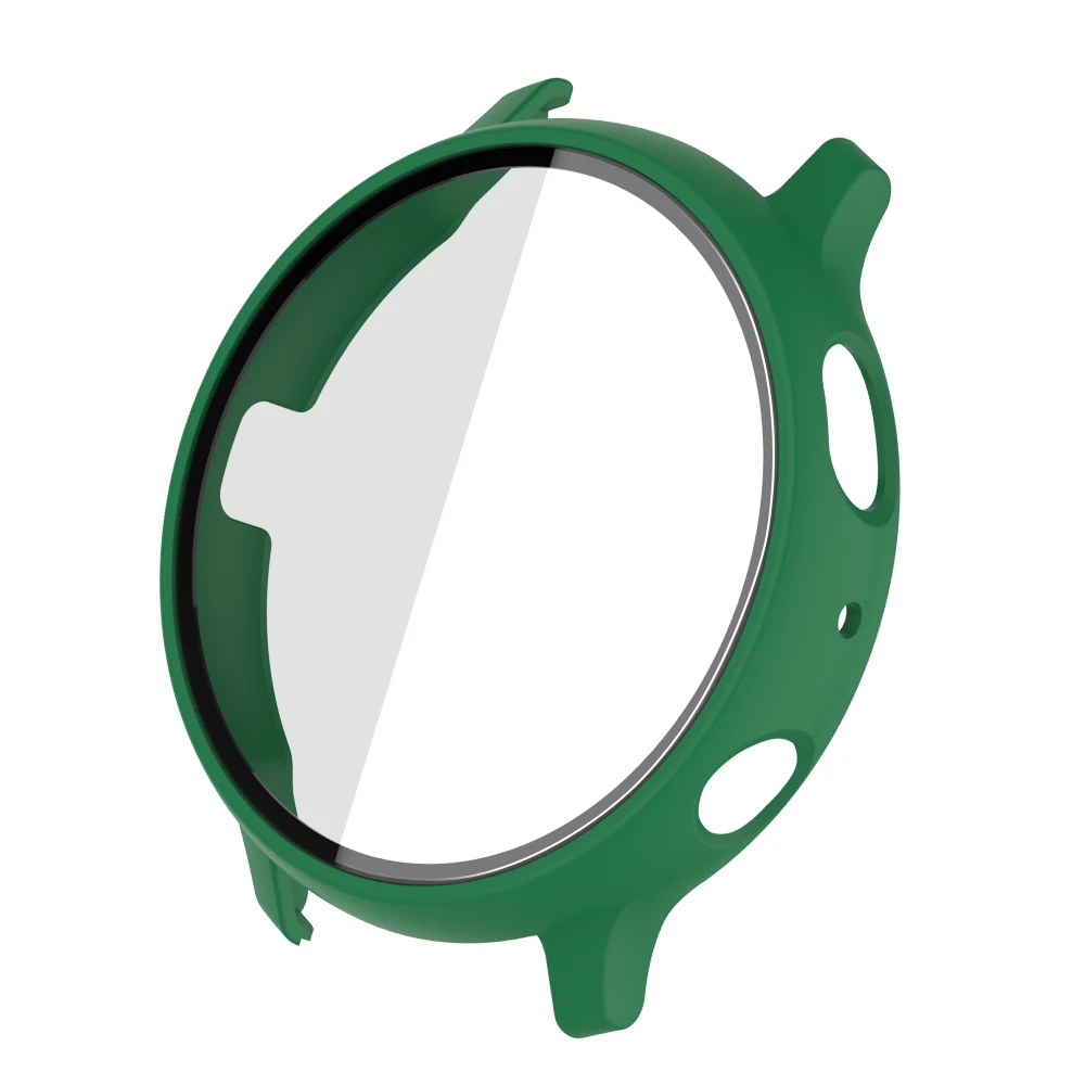 Matte Cover for Samsung Galaxy Watch Active 2 Case 44mm 40mm All Around Coverage Protective Bumpers Glass Screen Protector: Green / Active 2 40mm