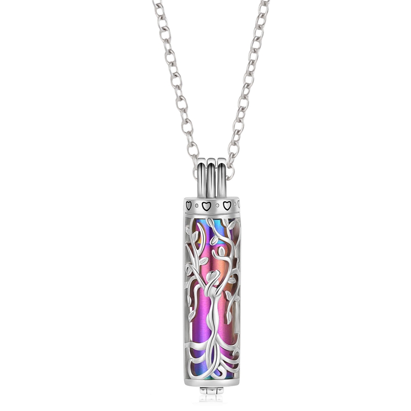 Cilinder Crematie Sieraden Levensboom Urn As Ketting voor Vrouwen Mannen Flacon Crematie As Hanger Memorial Sieraden: Licht Groen