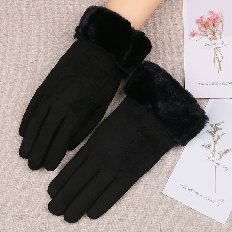 Van Der Rich ® - Warme winterhandschoenen met touchscreen suède handschoenen - dames, zwart
