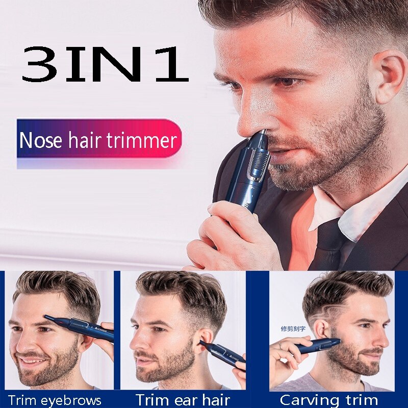 3In1 Nose Hair Trimmer Cordless Hair Clippers USB Rechargeable Neck Eyebrow Hair Trimmer Men'S Hair Cut Tool