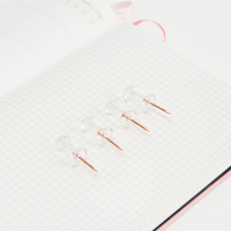 100pcs Transparent Rose Gold Push Pins Thumb Thumbtack Board Pins Drawing Photo Wall Studs Office School Supplies Y51A