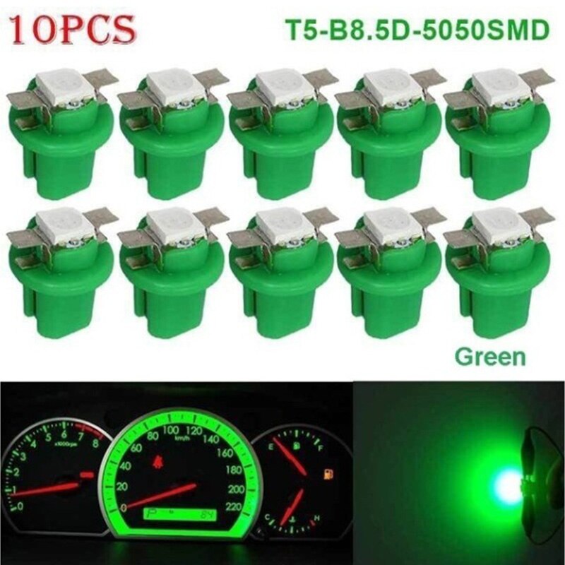 10 stk  t5 b8 5 1 smd ledet bilindikatorlys midterkonsol instrumentlys biltilbehør: Grøn / 20 stk