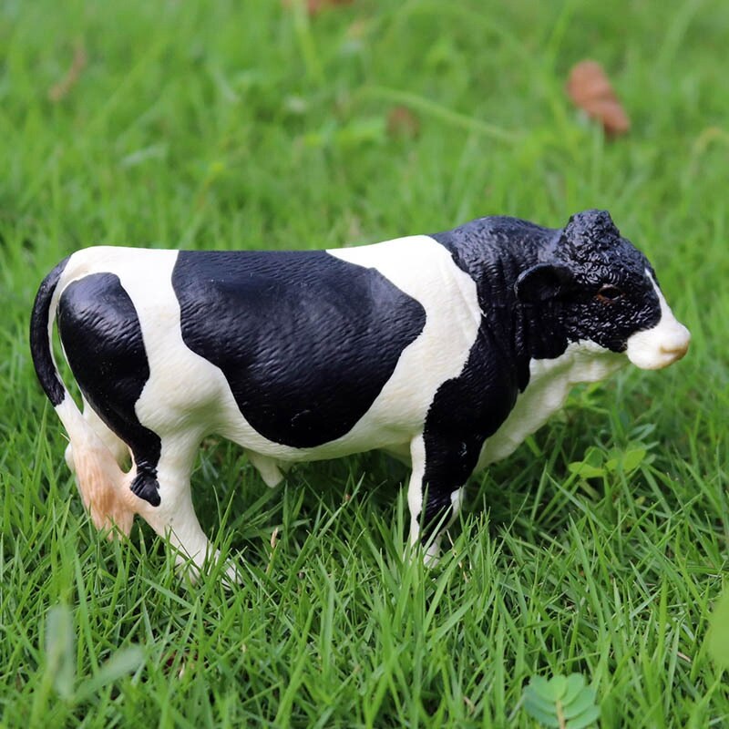 Pvc Simmental Zwarte Stier Vee Dieren Actiefiguren Statische Leuke Model Collection Koe Model Speelgoed Voor Kinderen