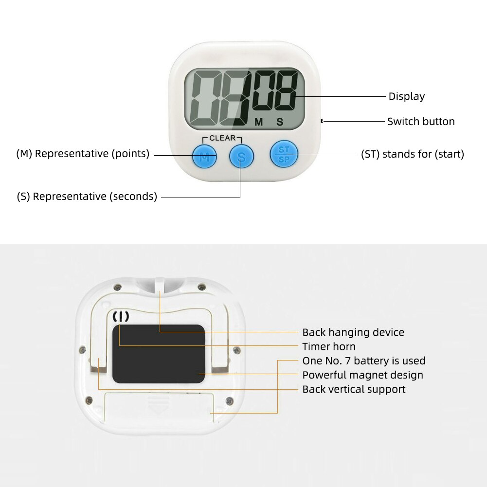 Portable LCD Digital JS-104 Electronic Timer Kitchen Cooking Timer Countdown/Countdown Tool for Sports Watch Bell Reminder