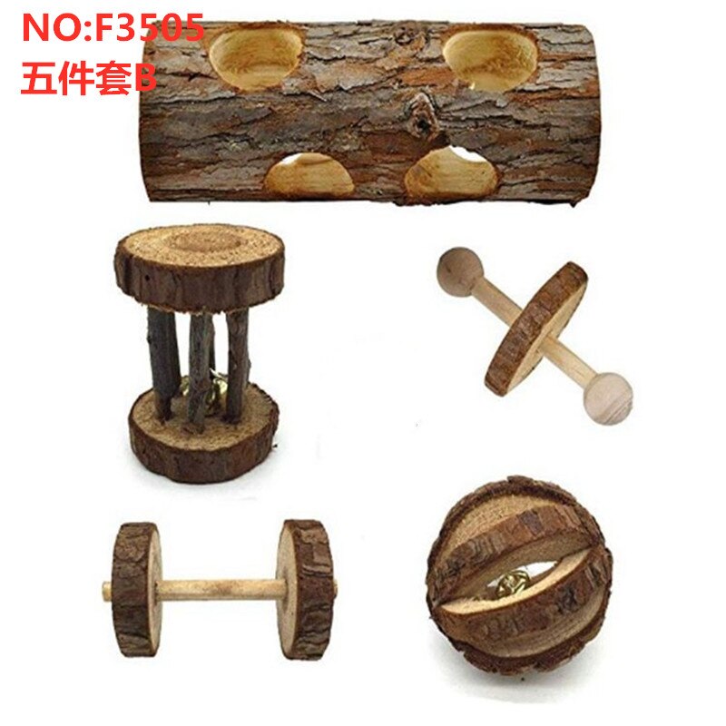 10PCS Hamster Chew Toy Set,Rat Toys Natural Pine Wood,Gerbil,Hamster,Chinchilla&#39;s Favorite Chewing Toy,Toys Accessories: 5PCS   NO 3505
