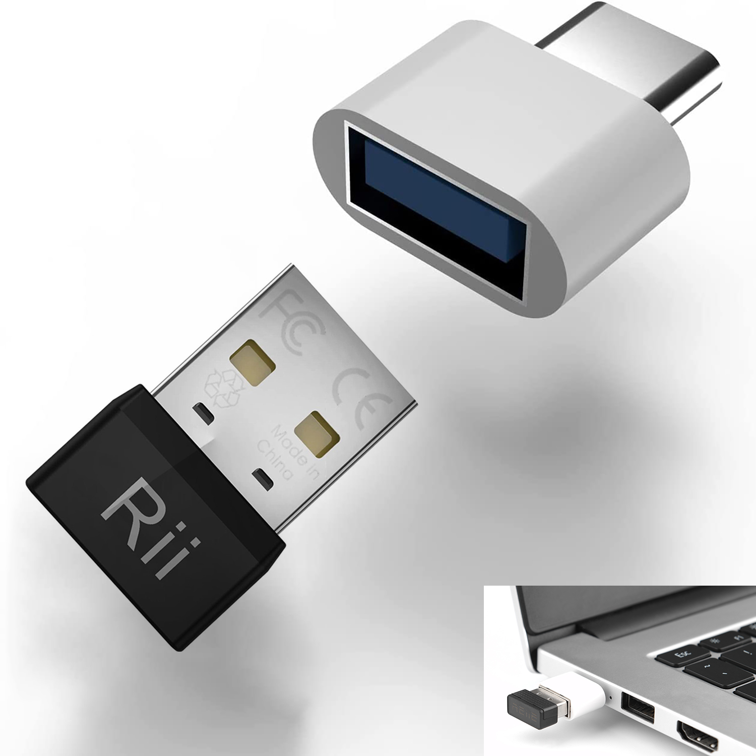 Rii RT301 USB Mouse Jiggler,Undetectable Mouse Mover Automatic Computer Mouse Mover Jiggler,Keeps Computer Awake,Simulate Mouse: Yellow