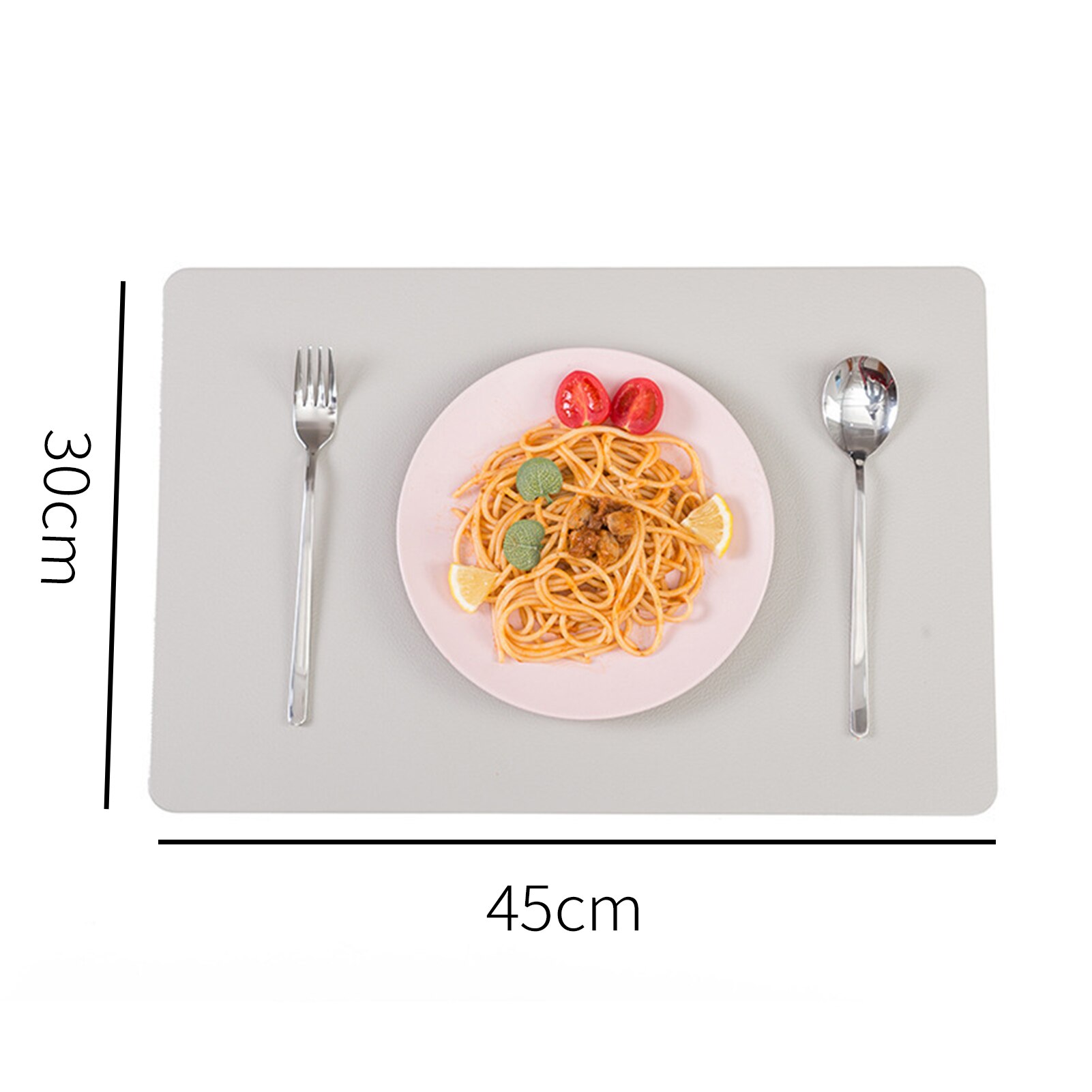 4Pcs Ins Style Waterproof Leather Placemats Table Mats Set Heat Resistant Easy Clean Washable Placemat: Light Grey