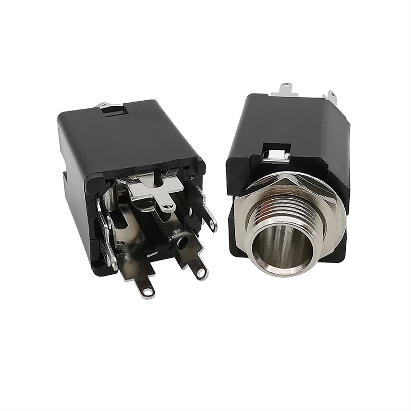 PJ-612A 6.35mm Audio Headphone Jack 1/4 inch 5 Pin Audio Microphone Female Socket Panel Mount Solder Conenctor with Nut