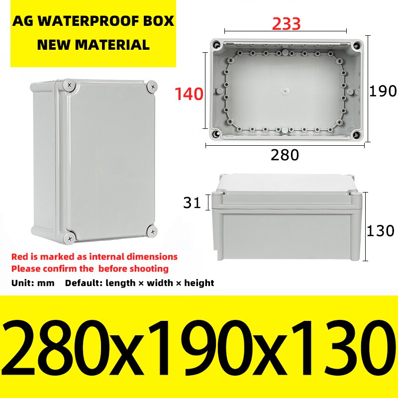 Big Size Outdoor Waterproof Case Enclosure Plastic Box Electronic Project Case Waterproof Junction Box for Electronics: 280x190x130mm