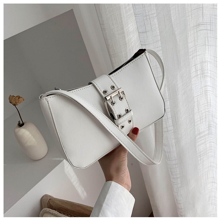 Vintage Retro Tassen Dames Handtassen Franse Lederen Bakken Bag Vrouw Kleine Bolsa Feminina Schoudertassen: White shoulder bag