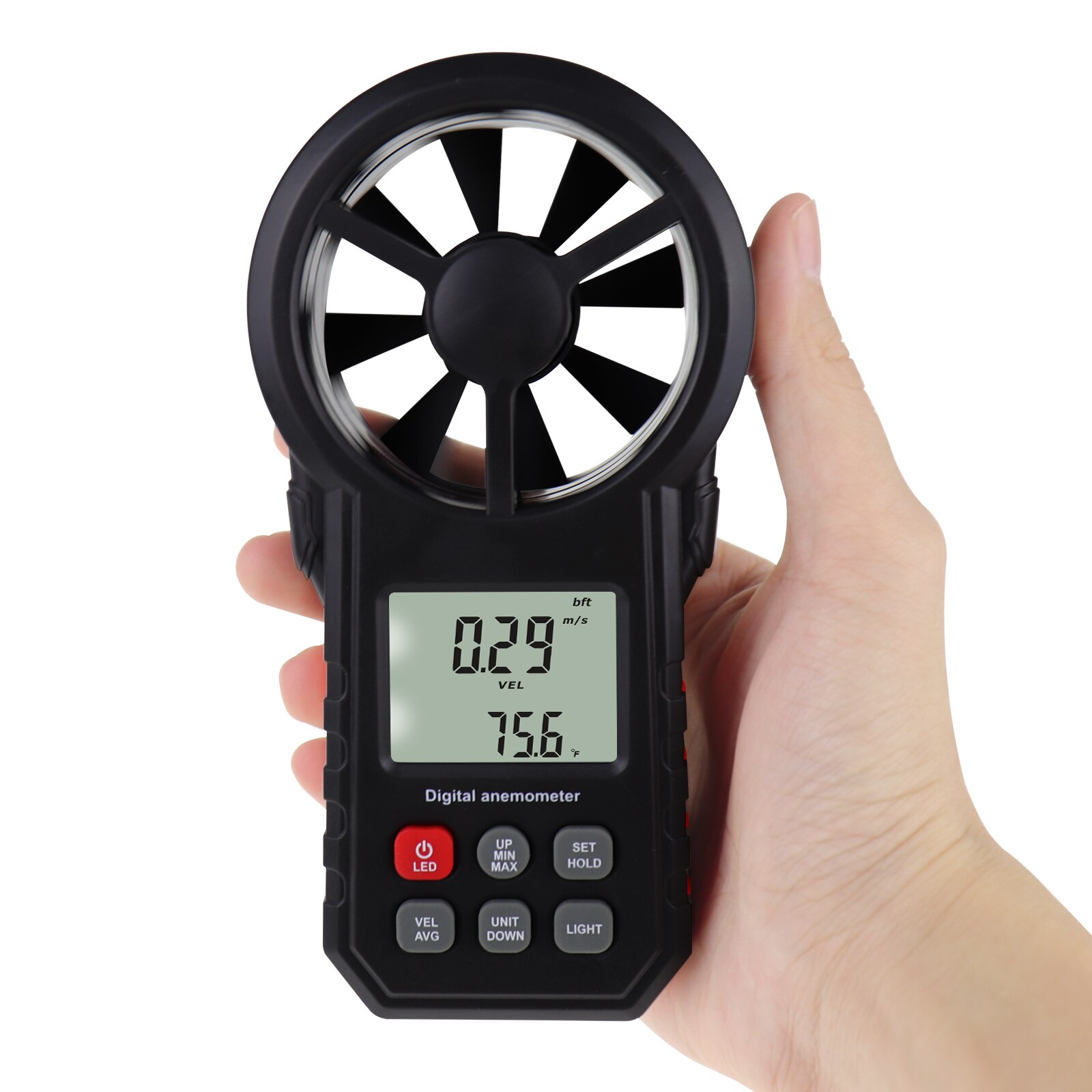 Digital Handheld Vane Anemometer for Measuring Air Wind Speed Temperature Meter Windsurfing Flying Kite Fishing Hiking