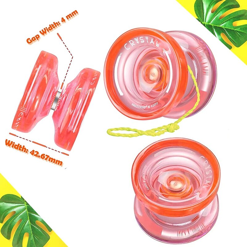 Magicyoyo K2 Responsieve Fingerspin Yoyo Voor Kinderen Beginners Crystal Yoyo Voor Kinderen Beginners Jojo Met 2 Handschoenen, 2 Tassen, 10 Strings