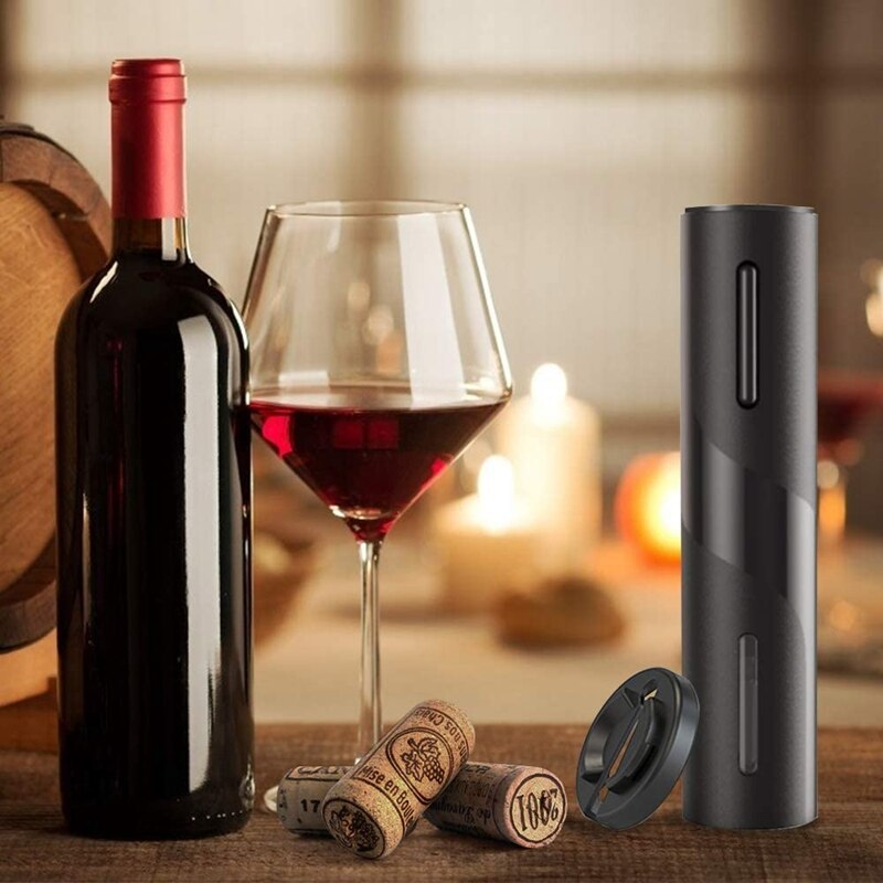 Abridor de vinho elétrico, abridor elétrico automático do saca-rolhas da garrafa de vinho com cortador de folha botão de um clique para a cozinha de casa