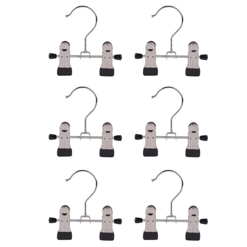 Porte-chaussures réglable en acier inoxydable, 6 pièces, porte-pantalon, Portable, voyage, crochet pour linge, vêtements, Clip pour chaussettes