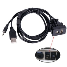 AUX USB Extension Cable USB 3.5mm AUX Male Mounting Car Dashboard Panel Audio Flush Mount Adapter Cable
