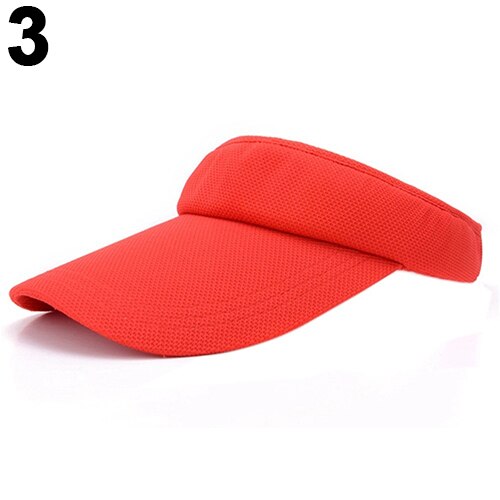 Verstelbare zonnehoed voor dames, effen sportpet met mesh klep, tennis- en golfstrandhoed: Rood