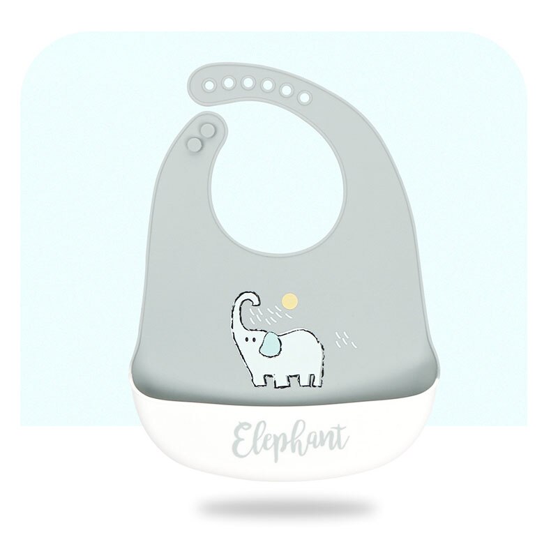 XCQGH 1 pz bavaglini impermeabili in Silicone per uso alimentare bavaglino Bandana bavaglino asciugamano grembiule ragazzo ragazza: elephant