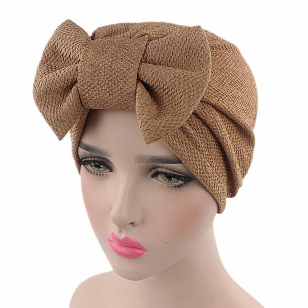 Femmes arc Cancer chimio chapeau bonnet foulard turban casquette: Khaki 