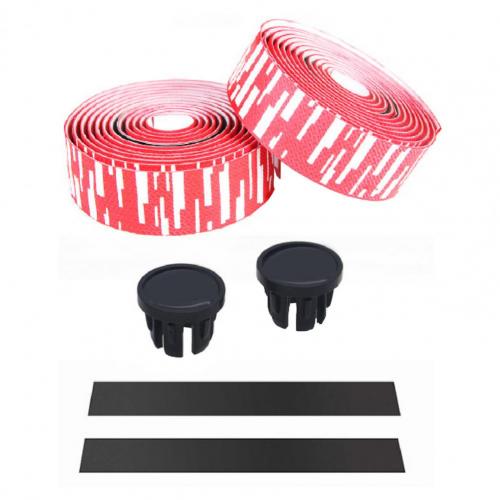 2Pcs Antislip Faux Leer Eva Road Fietsstuur Bandjes Rijden Levert Fietsstuur: White Red