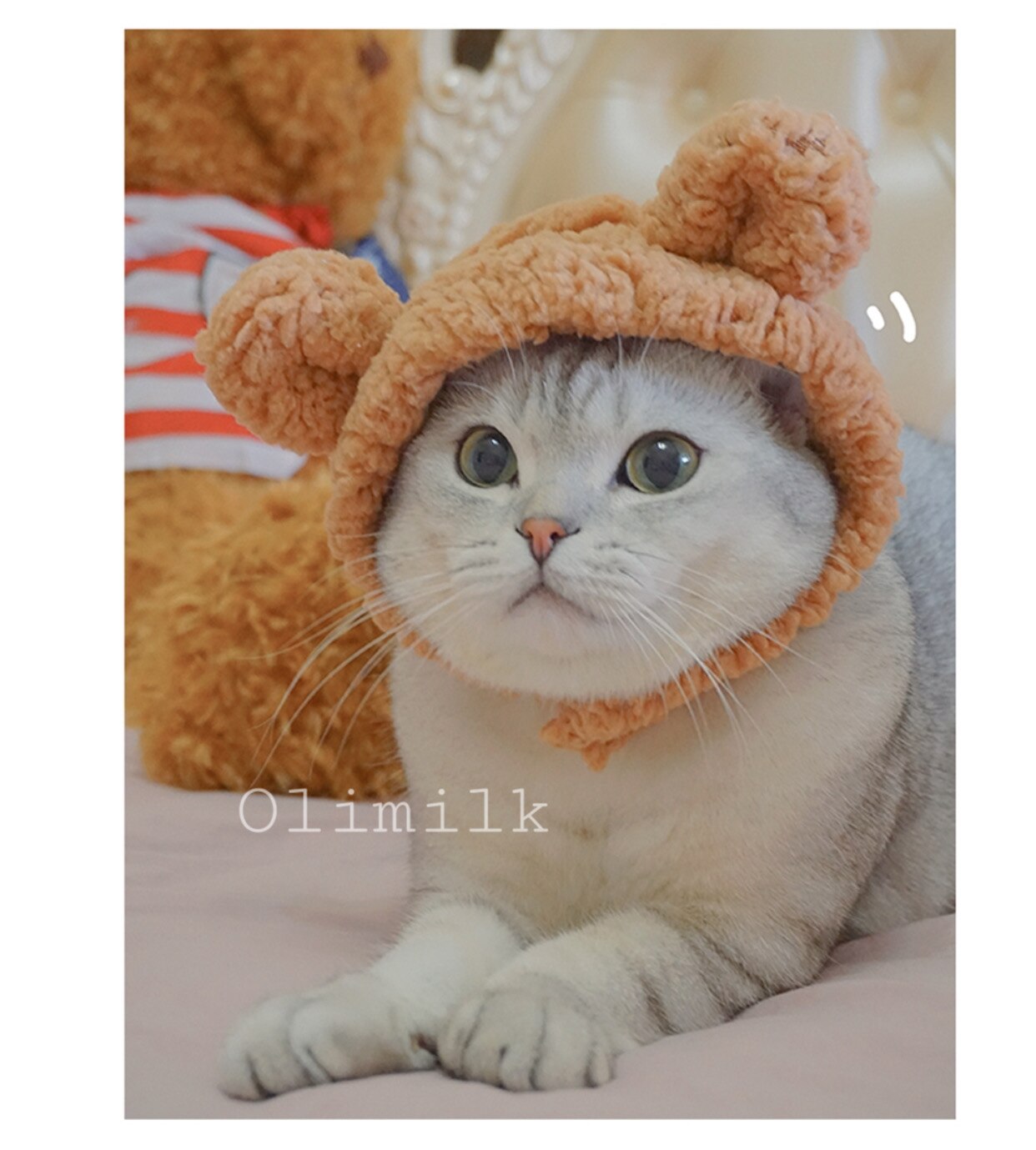 A cute bear pet hat pet dog cat hat dress up headdress puppy cat cosplay costume decoration hat