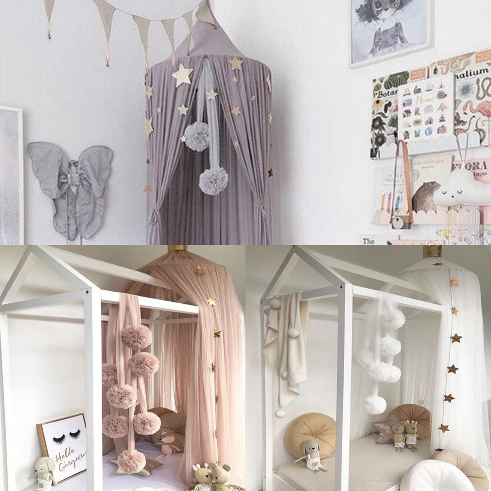 60cm jenterom dekor chiffon prinsesse himmelseng gardin sommer nett ball nordisk stil gardin myggnett ball