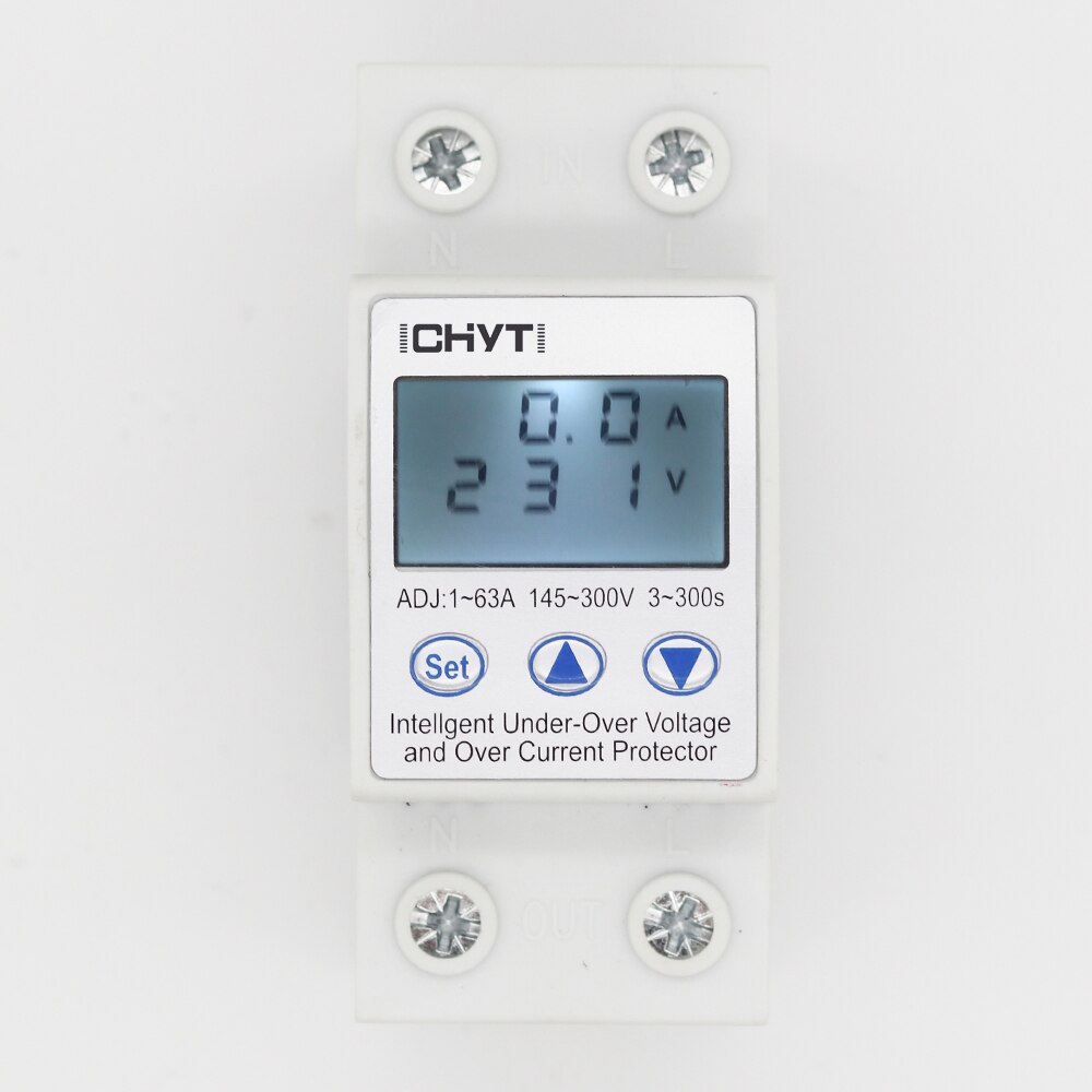 ICHYTI 1-63A Adjustable140-300V Over Voltage And Under Voltage Protector LED Display Protection Relay With Voltmeter