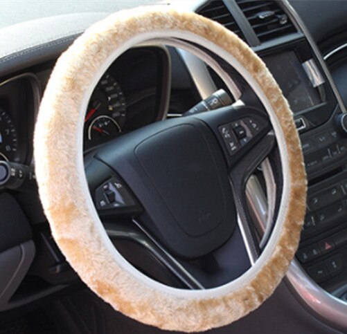 Cubiertas de volante DIY/trenza de felpa extremadamente suave en el volante accesorios de Interior de coche: Beige