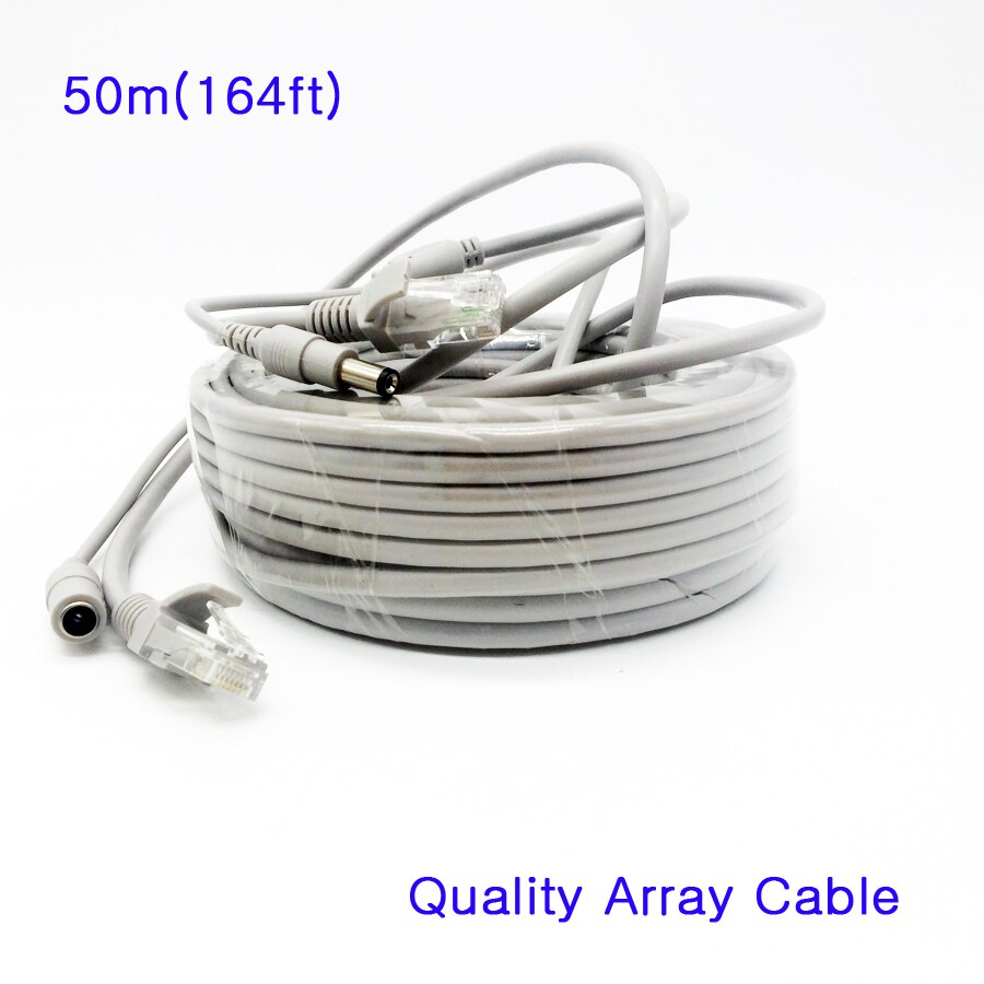 50m 164ft nätverk ethernet sladd kabel 5mm ström dc cat 5e rj45 combo video/ström lan kabel för för array ip kamera nvr system