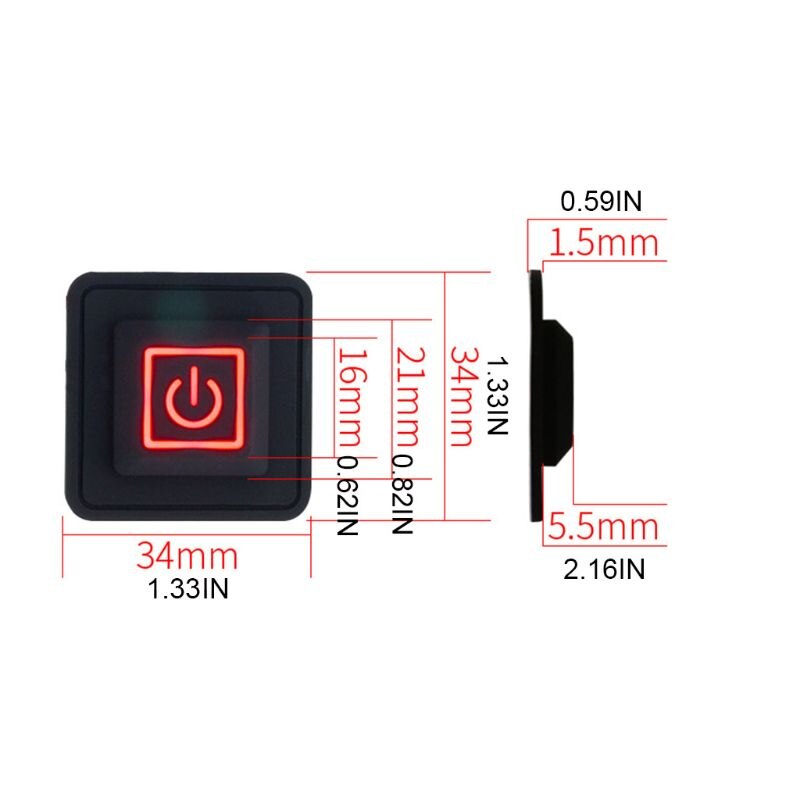 3.7-12V Waterproof Button Switch Heated Vest Pants Temperature Controller Switch R9JF