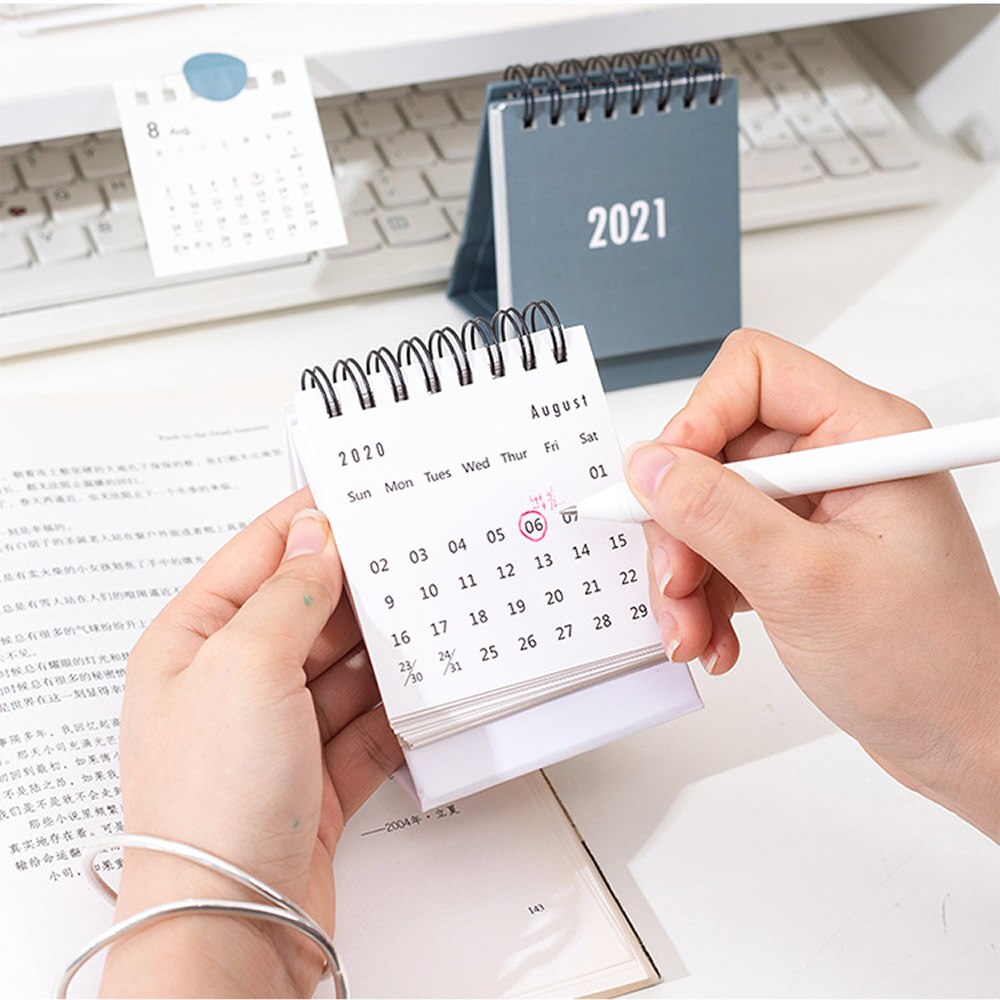 Desktop Calendar, Stand Up Year Calendar Daily Scheduler Monthly Folding Flip Calendar For Office School Home