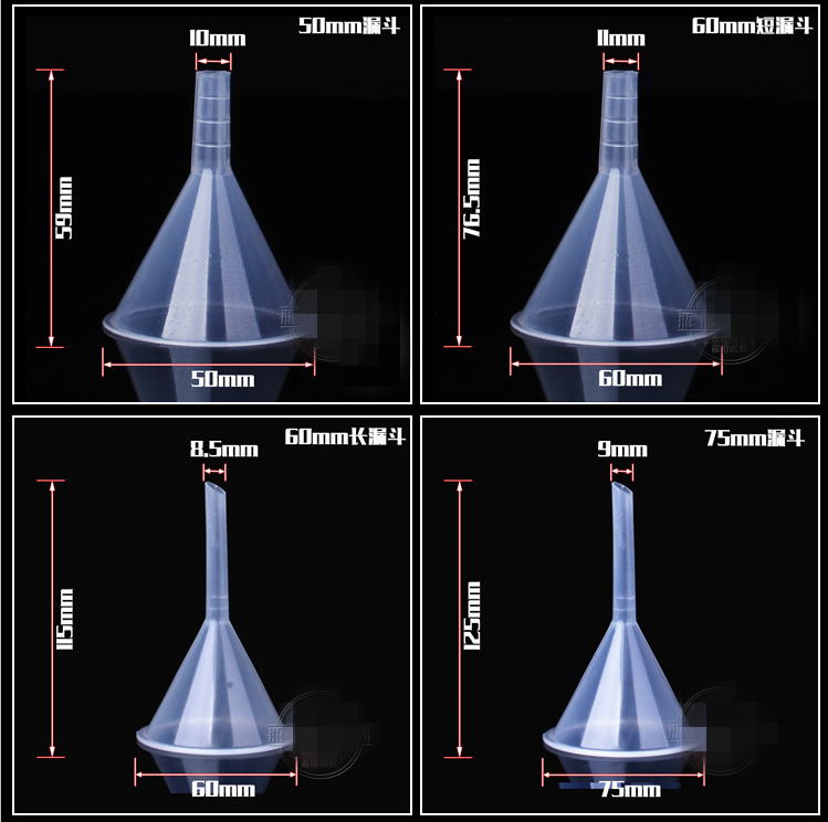 Plastic Funnel Dia.60mm Short Stem PP Mini Funnel Autoclave Pack 10