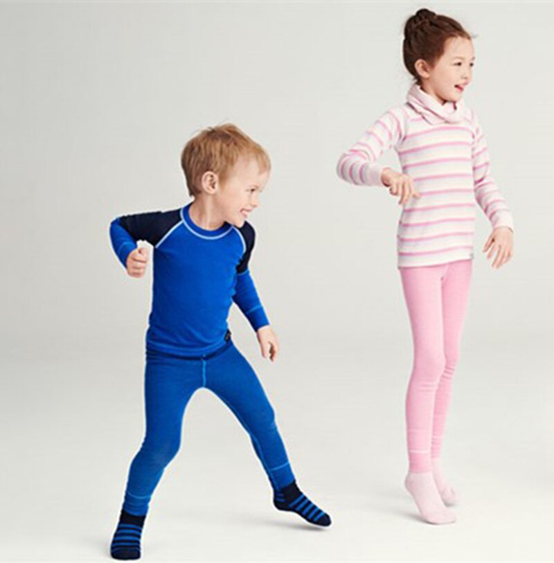 Pyjama Long en laine mérinos Pure sous-vêtements thermiques pour enfants, bas de pyjama, couche de Base naturelle et biologique