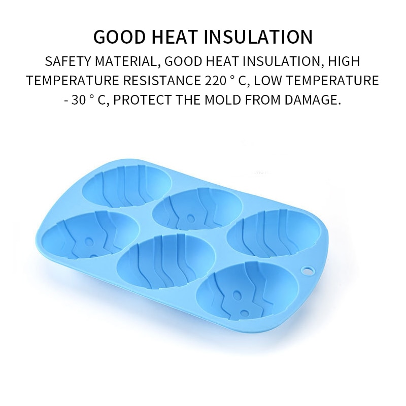 6 Cavity Easter Egg Shaped Silicone Baking Mold 3D Cake Mold Muffin Chocolate Cookie Baking Mould Pan Ice Maker Mould