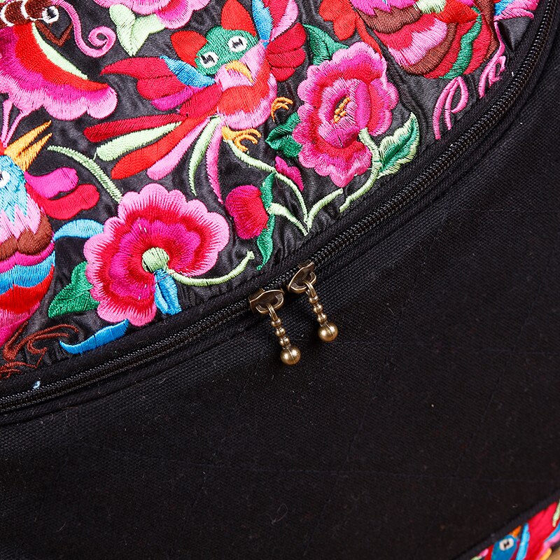 Märke broderade kvinnor väskor svart canvas axelväskor etniska budväskor boho väskor