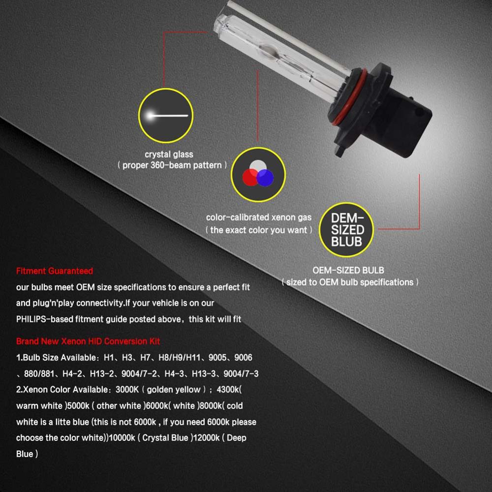 55W HID ampoule au xénon H1 H3 H7 H11 9005 9006 12V Auto voiture phare lampe 3000K 4300K 5000K 6000K 8000K 10000K 12000K