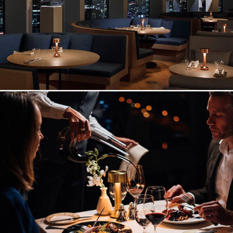 LED Bar Table Lamp Bar/Coffee/Restaurant Desktop Decor Night Light Rechargeable Touch Sensor Wireless Bedroom Reading Lamp