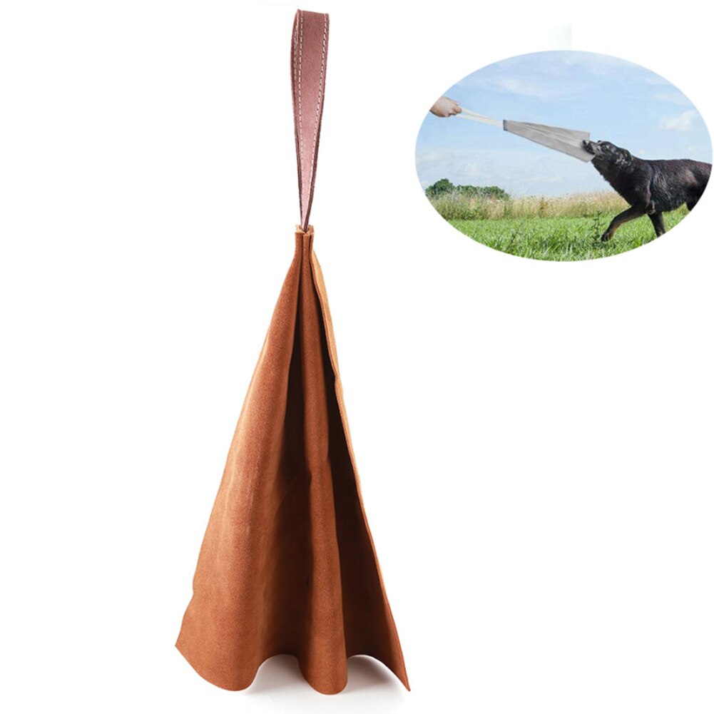 Leather Puppy Dog Bite Rag Tug Toys with Handle for Puppy Police Dog Training Bite SCVD889