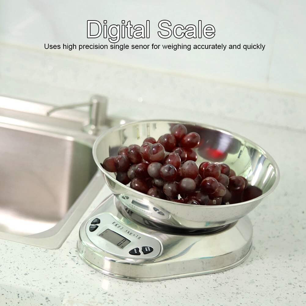 5kg/1g nøjagtige digitale elektroniske køkkenvægte madbagning, der vejer balance med skålbakke køkkendele originale
